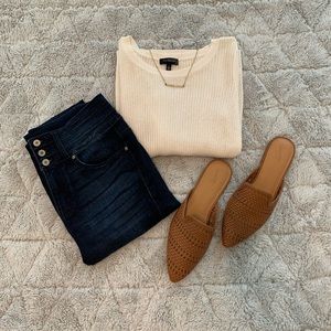 White Waffle Knit The Limited Sweater